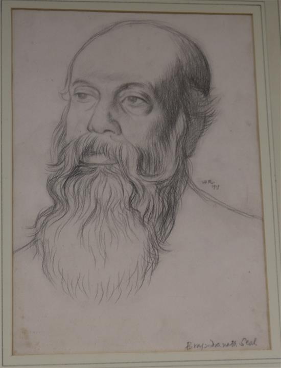 William Rothenstein (1872-1945) Portrait of a bearded Indian gentleman 12 x 8.5in.
